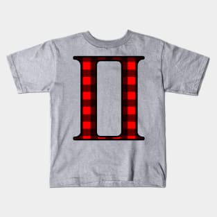 Gemini Zodiac Horoscope Symbol in Black and Red Buffalo Plaid Kids T-Shirt